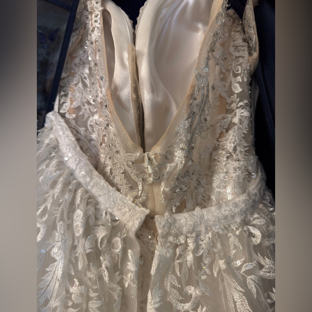 Sherri Hill 54935 Ivory Wedding Dress Sz 4 with Detachable Overskirt NWT - Picture 9 of 14